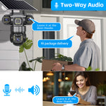 V380 4G 6MP Solar Security Camera 3-Lens System Dual-Charging Night Vision Motion Alerts 4G European Version Security Camera
