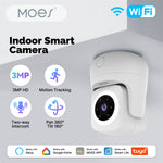 LinkMejor 3MP Tuya Smart WiFi Indoor Camera Wireless PTZ HD Night Vision Motion Detect Two-way Intercom Home Security Monitoring Works with Alexa Google Assistant
