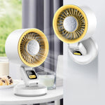 Tevorex 10W Portable Desktop Circulating Fan 7-Blades 100 Levels Wind Adjustable Quiet Operation Long Battery Rechargeable Wall-Mounted Mini Cooling Fan with LED Digital Display for Home Office