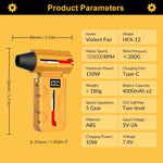 HFX-12 Violent Fan 120,000RPM 50m/s 5-Speed Brushless Turbo Fan 4000mAh x2 Type-C Rechargeable Dust Blower