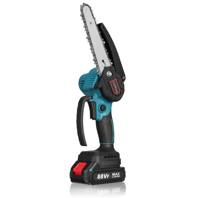 LinkMejor 88VF 6 Inch Portable Electric Pruning Chain Saw Rechargeable Small Woodworking Chainsaw W/ 1/2pcs Battery