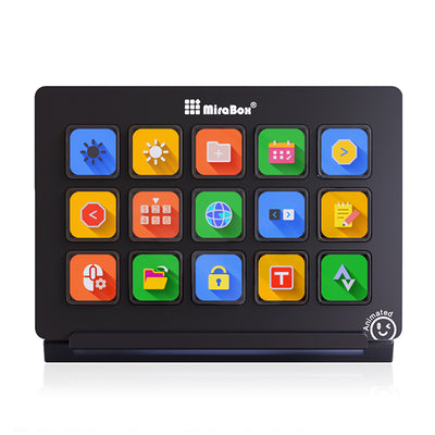 LinkMejor HSV293 Visual Custom Keyboard 15 LCD Keys USB Wired Stream Deck Programmable Controller for OBS Streamlabs Twitch YouTube vMix Adjustable Stand