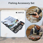 Anmuka 246pcs Fishing Tackle Box Fishing Accessories Set with Fish Hooks Lead Sinker Swivel for Bass Trout Walleye Fishing Supplies