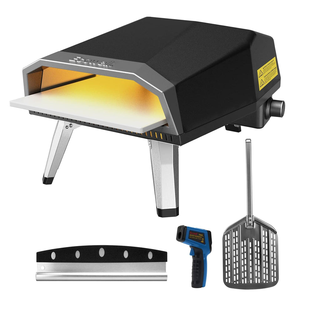 [US Direct] ECOWELL EPO120 Pizza Oven Outdoor Stove 12"Outside Stone/Peel, Infrared Thermometer and Portable Waterproof Cover Pizza Oven