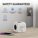 C13 Power Strip Wall Socket Extender with 2 Meter Extension Line 3 AC Outlets 2 USB Ports And 2 Type-C 7-in-1 EU Plug Charger Switch