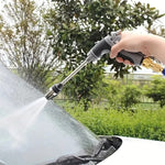Premium Expandable Magic Car Wash Hose with Long Rod Spray Gun High Pressure Telescopic Design with 3/4 Inch Diameter and US Standard Connector Ideal For Car Cleaning Watering Plants Pet Washing