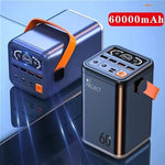P45W 222Wh 60000mAh Power Bank with Smart Power Display External Battery Power Supply with 2 Inputs & 6 Outputs Support PD3.0 QC3.0 FCP SCP PPS Fast Charging Outdoors Mobile Power Station for iPhone 17 17Pro 16 Pro Max 15 14 for Xiaomi 17pro