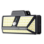 Elfeland 280 LED Solar Garden Light 270° Wide Angle 3 Lighting Modes Dual Charging Solar Power USB Rechargeable IP54 Waterproof Solar Wall Lamp with Remote for Outdoor Landscape Courtyard