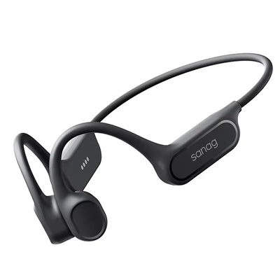 LinkMejor B33S Bone Conduction Earphone bluetooth V6.0 Headset IPX8 Waterproof Built-in 32G Memory Panoramic Sound HD Call Noise Cancelling Flexible Silicone Lightweight Neckband Sports Headphones