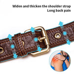 LinkMejor Men's Genuine Leather Fanny Bag Adjustable Strap Waist Bag Retro Crossbody Chest Bag