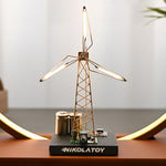 LinkMejor DIY Rotating Windmill Night Light Creative Desktop Ornament Decorative Table Lamp Handmade Metal Craft