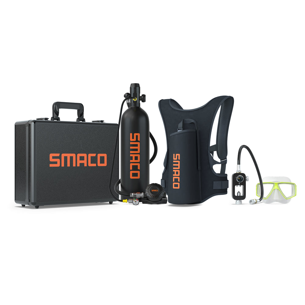 [US Direct] SMACO S700 PRO 2L Scuba Tank Black Underwater Diving Respirator 25-30mins Using Time Portable Scuba Diving Tank