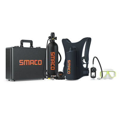 [US Direct] SMACO S700 PRO 2L Scuba Tank Black Underwater Diving Respirator 25-30mins Using Time Portable Scuba Diving Tank