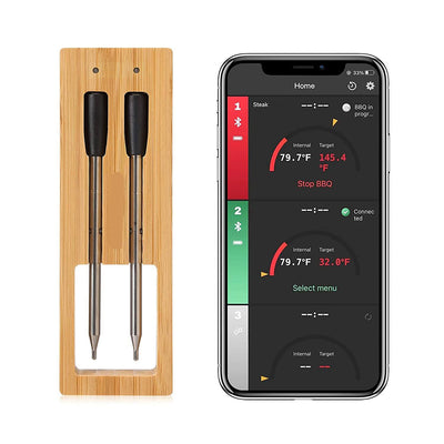 LinkMejor Probe Wireless Bluetooth LinkMejor Thermometer Kitchen Food Barbecue Thermometer Smart Cooking Thermometer 165ft Remote Meat Food Thermometer Instant Read