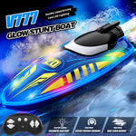 LinkMejor V777 RTR 2.4G RC Boat Double-sided Rotary Forward Stunt Driving Glowing LED Lights Ship High Speed Remote Control Vehicles Models Toys
