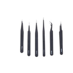 6PCS ESD10-15MM Stainless Steel Tweezers Industrial Curved Straight Repair Tools Tweezers