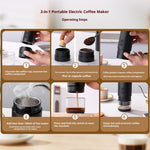 Comfook 2-in-1 Portable Espresso Machine Compatible Ground Coffee & NS Capsules Rechargeable Electric Coffee Maker for Camping Office Home Use