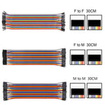 40 Pin Jumper Cable Male to Female/Male to Male/Female to Female 10cm 20cm 30cm Nickel Plated Copper Rainbow Color Wires