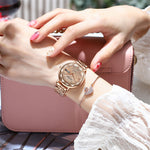 LinkMejor Women Luxury Rhinestone Quartz Watch Waterproof Luminous Wristwatch Calendar Analog Stainless Steel Wrist Watch Elegant Ladies Watches