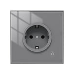 Tuya WiFi Smart 16A EU Socket Glass Panel Outlet Power Monitor Touch Plug Relay Status Light Mode Adjustable Smart Life App Voice Control with Alexa Google Assistant