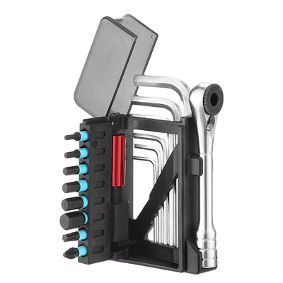 LinkMejor BG-9870 Flip-Top Bike Ratchet Tool Set Portable Multi-functional Bicycle Repair Tool Kit Hexagonal Wrench for MTB Road Bike