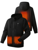 Auxo 4-Zone Men Heated Hoodie with 20000mAh DC & USB Power Bank, YKK Zip Up Fleece, Premium Carbon Hooded Sweatshirt Up to 20 Hours Warmth