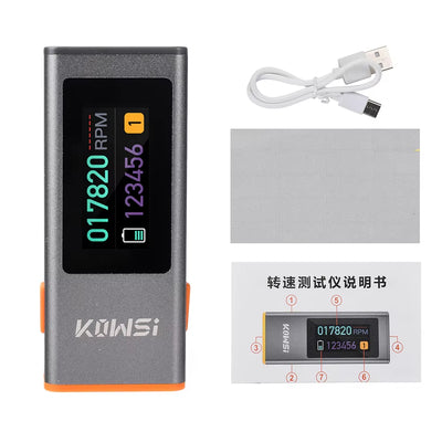 LinkMejor Digital Laser Tachometer Non-Contact RPM Meter 0.96 Inch TFT 300-200000 RPM Type-C 0.8s Sampling Infrared Sensor 5mW Laser Digital Stroboscope Aluminum Alloy Case