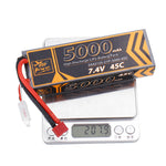 LinkMejor 7.4V 5000mAh 45C 2S Lipo Battery T Plug for 1/10 RC Racing Car