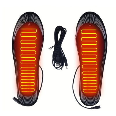 LinkMejor 1Pair Electric Heated Insoles Croppable Thermal Comfortable USB Rechargeable Insoles for Winter Outdoor Skiing