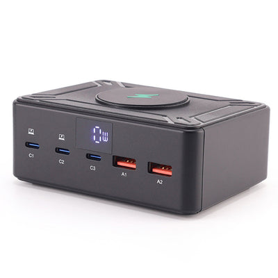 LinkMejor 818D 190W 5-Port USB PD Charger 2USB-A+3USB-C PD QC3.0 Fast Charging Desktop Charging Station with 15W Wireless Charger Pad EU Plug for iPhone 17 17 Pro 16 15 14 Pro Max for Huawei Pura 80 Ultra for XIAOMI for SAMSUNG