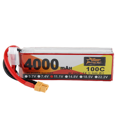 LinkMejor Power 11.1V 4000mAh 100C 3S Lipo Battery XT60 Plug for RC Racing Drone