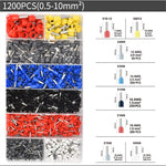 1200PCS Tubular Crimp Terminals Electrical Wire Cable Ferrules Connectors E0508 E7508 E1008 E1508 E2508 E4009 E6012 Ring Sleeve