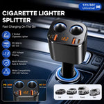 4-in-1 USB PD Car Charger Adapter 2USB-A+2USB-C+2 CigaretteLighter Support PD QC3.0 Fast Charging with Orange LED for iPhone 17 17Pro 16 Pro Max 15 14 13 for Huawei Mate XTs for OPPO for VIVO