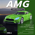 LinkMejor 4301 RTR 1/43 2.4G 4WD AMG GTR Drift RC Car Built In Gyro Alloy Body Shell LED Light On-Road Full Proportional Desktop Remote Control Racing Vehicles Models Toys