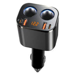 4-in-1 USB PD Car Charger Adapter 2USB-A+2USB-C+2 CigaretteLighter Support PD QC3.0 Fast Charging with Orange LED for iPhone 17 17Pro 16 Pro Max 15 14 13 for Huawei Mate XTs for OPPO for VIVO