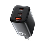 [GaN Tech] USAMS CC265 67W 3-Port USB Charger 2USB-C+USB-A Fast Charging Wall Charger Adapter EU Plug for iPhone 16 16 Pro 15 14 13 Pro Max for Xiaomi 15pro for Samsung Galaxy S25 Ultra