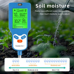 6 in 1 Soil Meter PH Tester LCD Display Light Fertility Temperature Moisture Humidity Analyzer Gardening Tool Battery Powered Eco-Friendly