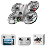 LinkMejor YL18 WiFi FPV with 4.3inch LCD Screen Controller HD Dual Camera Electrically Adjustable Optical Flow Hover Circle Protection LED Brushless 2.4G 4CH 6-Axis Remote Control Toys RC Drone Quadcopter RTF