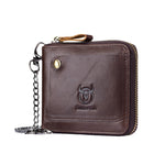 LinkMejor Men Genuine Leather Wallets Multifunction Bifold Zipper Wallets RFID Anti-magnetic Multi-card Slot Card Holder Coin Purse