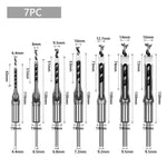 7PCS Woodworking Square Hole Drill Bit Mortising Chisel Drill Auger Drill Core Spade Drill Set 6.4/8/9.5/10/12.7/14/16mm