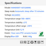 LinkMejor 927 Soldering Iron 200W LCD Digital Display 180-480°C Adjustable Temperature With 4 Tips And Stand