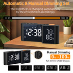 LinkMejor Digital Desk Wall Alarm Clock with USB Charging Station Dual Screen LED Dimming Temperature And Humidity Electronic Clock Radio Alarm Clock