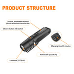 LinkMejor S15 650LM Mini Porable LED Keychain Flashlight USB Rechargeable Pocket Light Waterproof Emergency Outdoor Camping Fishing Lighting