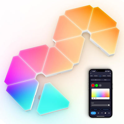 LinkMejor Smart RGBIC LED Triangle Light Panels Music Sync APP/Remote/Voice Control With Alexa & Google Wall Art & Room Decor