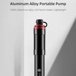 LinkMejor 120PSI  Aluminum Alloy Air Pump High-Pressure Power US French Nozzle Waterproof 68g Lightweight for Bike Football