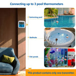 Wireless Pool Thermometer Floating 200ft Range Digital Indoor Outdoor Temperature Humidity Monitor 3 Channels High Precision Sensor Backlit Display