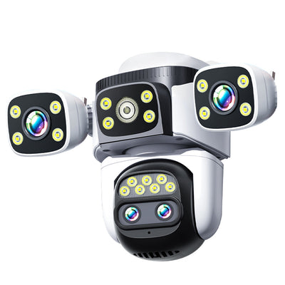10K UHD WiFi 6 PTZ Camera 8MP Wireless Outdoor 10X Zoom Three Screen Four Lens Automatic Tracking Two-way Intercom Waterproof Security CCTV Camera