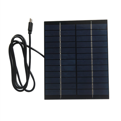 2W Solar Panel Type-C Polycrystalline Silicon High Conversion Efficiency 6V/12V Compact Lightweight for Outdoor Charging System Small Appliances Garden Lights Security Cameras Camping