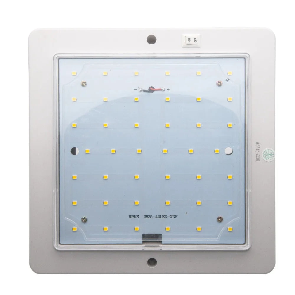 12V LED Interior Roof Light Thin Design Warm White 9W Low Energy Consumption Camper Van Caravan Bus Boat Dome Light