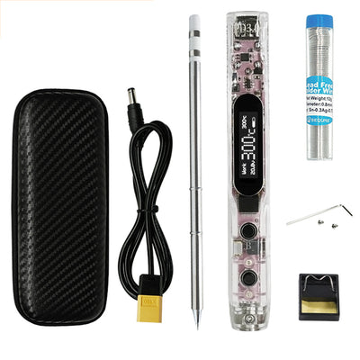 LinkMejor SI012 Pro Max T12 Portable OLED Soldering Iron with Color Ambience Light Chinese, English and Russian Menu Applicable T12 Soldering Iron Tips Support PD|QC|3S-6S Battery Power Supply